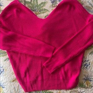 HOT PINK twist back sweater NWT Large